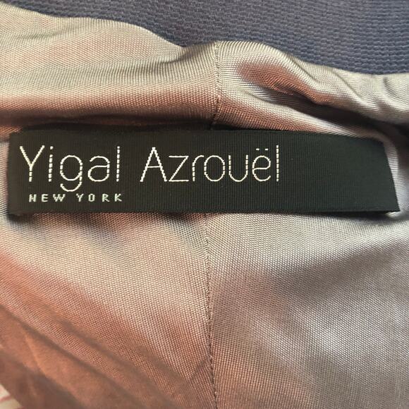 Yigal Azrouel Metallic Sequin Gray Yellow & Blue Draped Silk Pencil Skirt Small - Picture 6 of 6